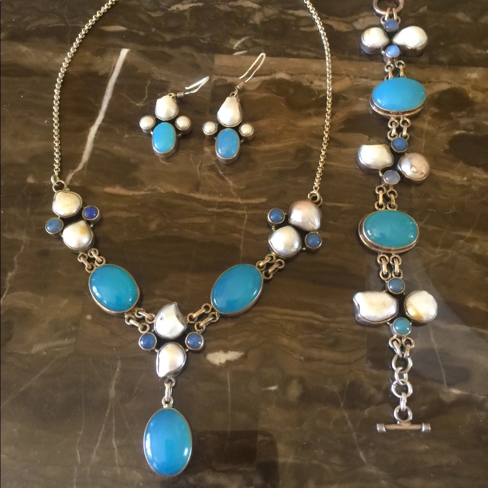 Chalcedony Gemstone three piece set